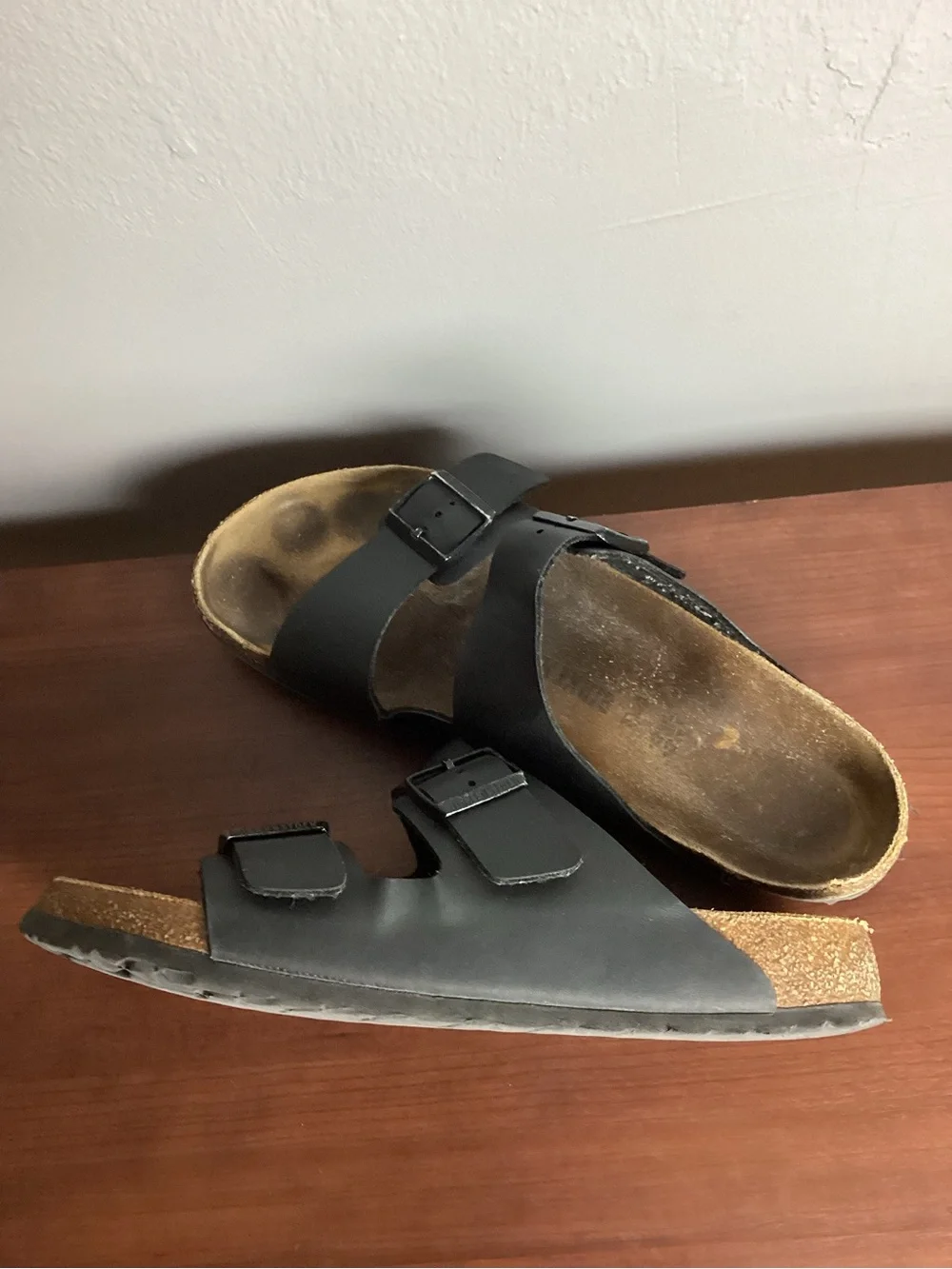 Men's Birkenstock Black Two-Buckle Cork Footbed Sandals Size M11