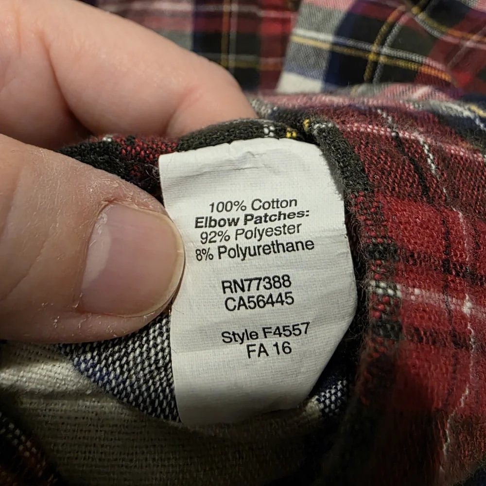 J. Crew Plaid Flannel Shirt Red Green Mens Elbow Patches Rugged Vintage M Gorpco