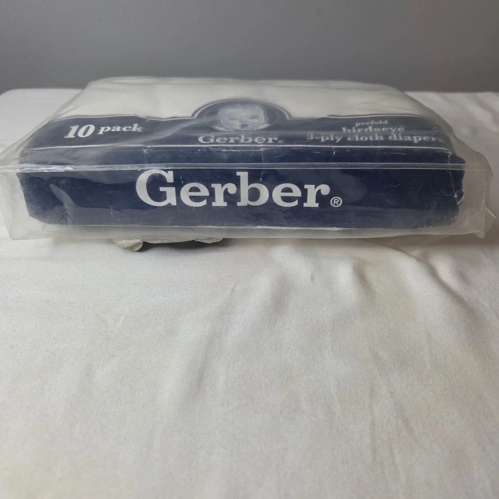 Gerber 10 Pack Prefold Birdseye 3-Ply White Cotton Cloth Diapers 20x14 BP 191576