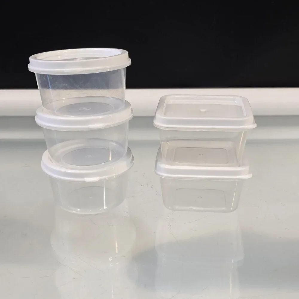 5 Miniature Plastic Storage Containers with Lids Crafts Room Kitchen Organizing