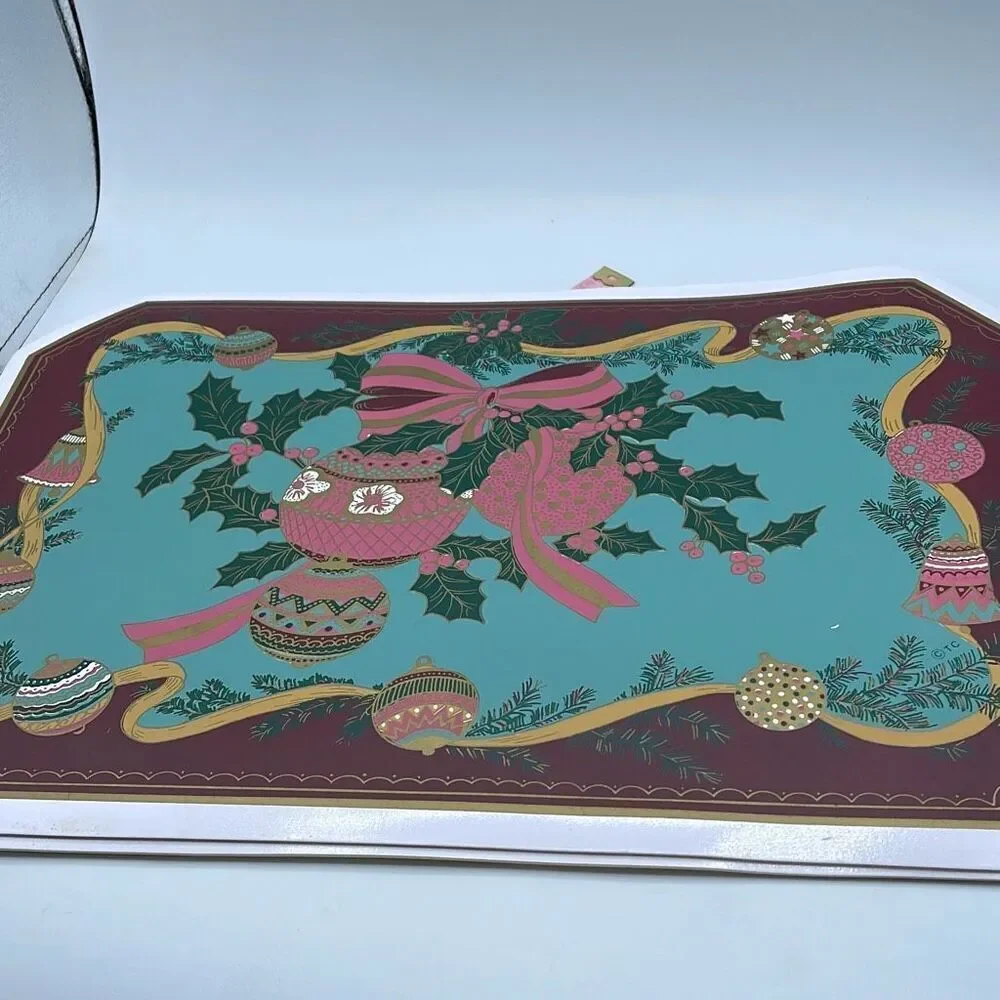Lot of 4 Town & Country Christmas vintage vinyl placemats.