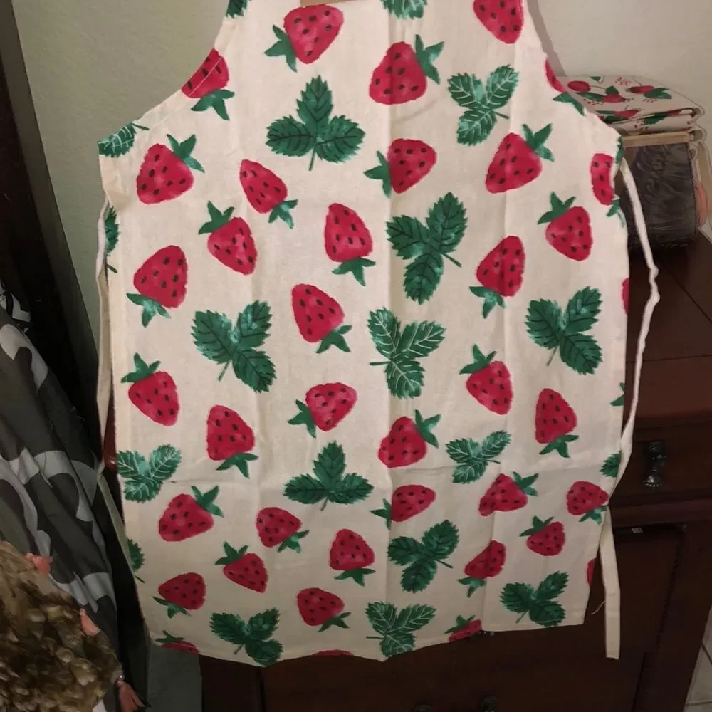 Mabelle Home Collection Strawberry Print Cotton Apron