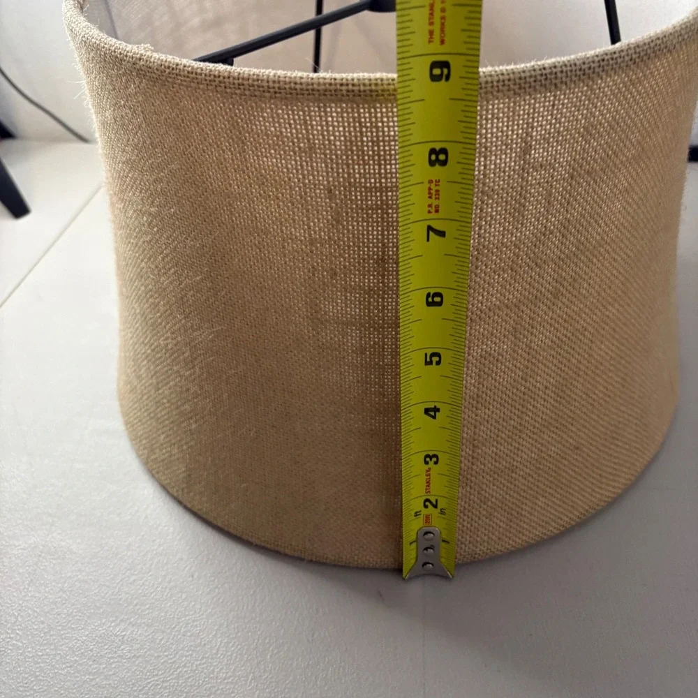 Natural Burlap Drum Lampshade Tan Jute Texture Spider Fitter 11x12x9.5 inch