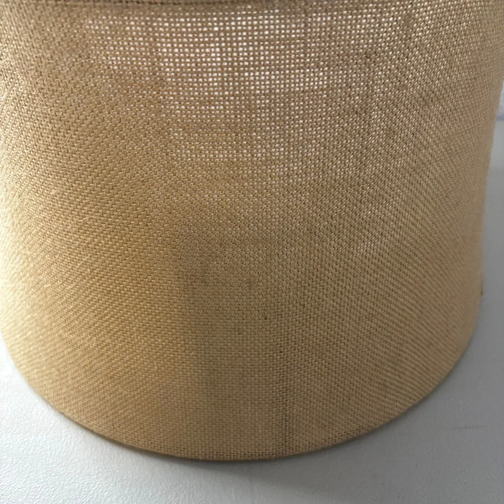 Natural Burlap Drum Lampshade Tan Jute Texture Spider Fitter 11x12x9.5 inch