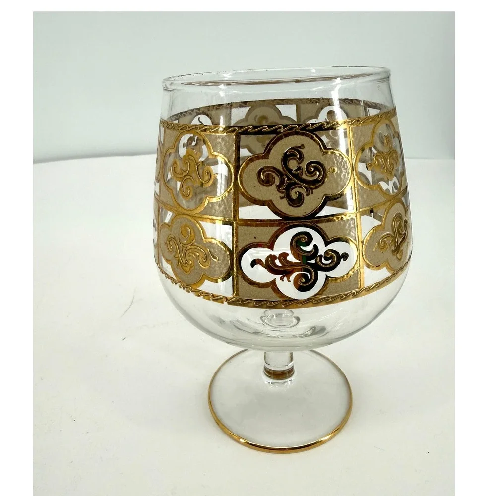 Vintage MCM‎ Culver 22K Gold Clover Brandy Cognac Whiskey Snifter Barware Glass