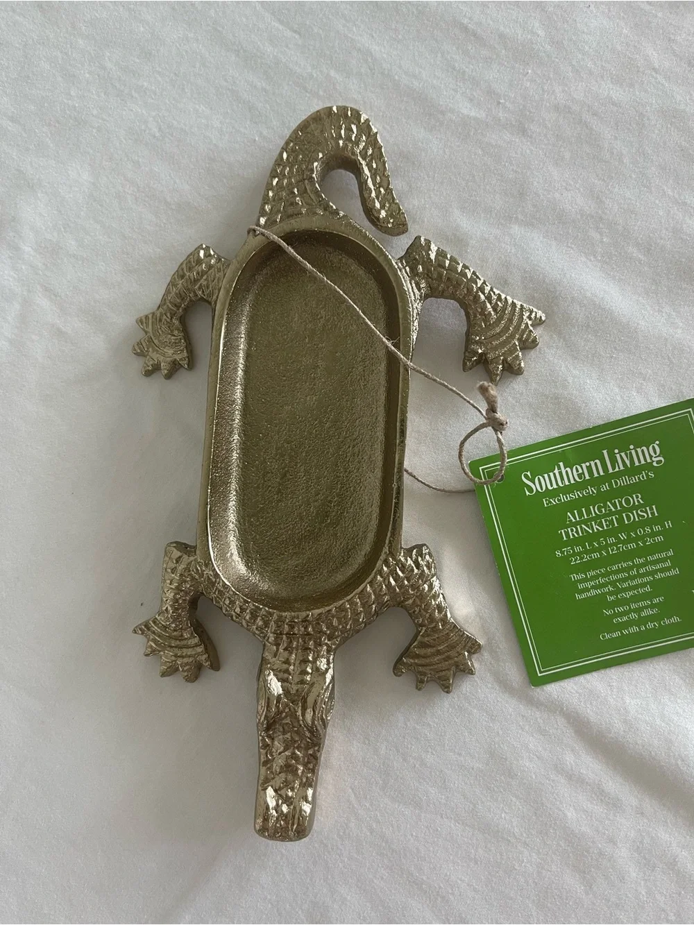 Southern Living Gold Alligator Trinket Tray dish new