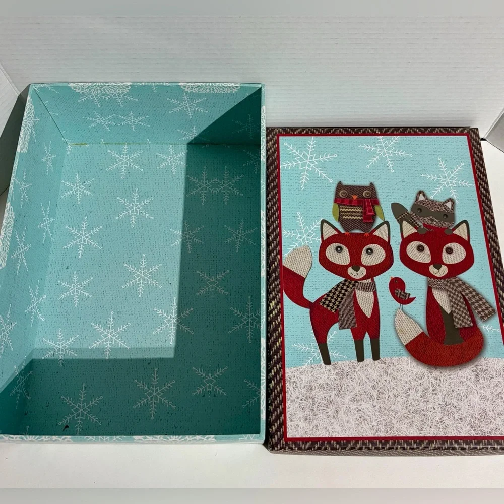 Jessica Flick Tri Coastal Designs Decorative Box Lid 2013 Fox Owl Raccoon Bird