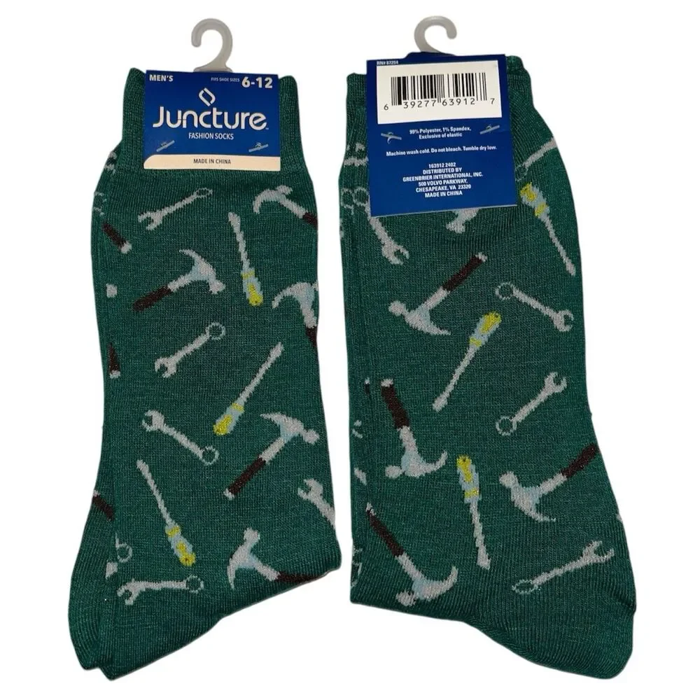 1x Juncture Mens Crew Socks Tools Size 6-12