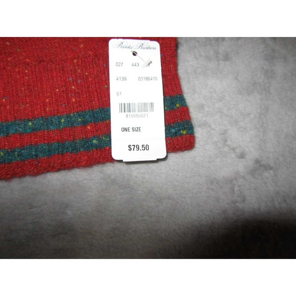Brooks Brothers Red Lambswool Donegal Fleck Striped Ribbed‎ Scarf NWT 4139