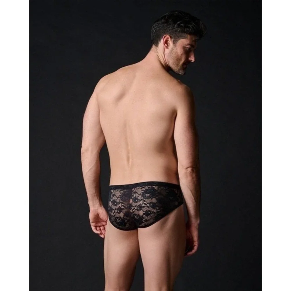 Cosabella Never Say Never Black Mid Rise Lace Brief Luxury Lingerie size L