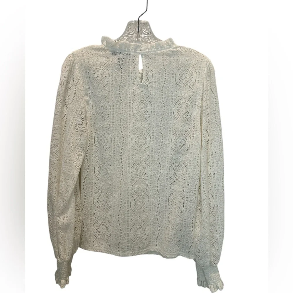 Anthropologie Flying Tomato lace mock neck puff sleeve top NWOT