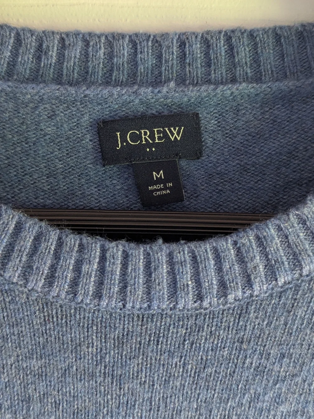 J. Crew Men's Heathered Blue Crewneck Sweater - Medium