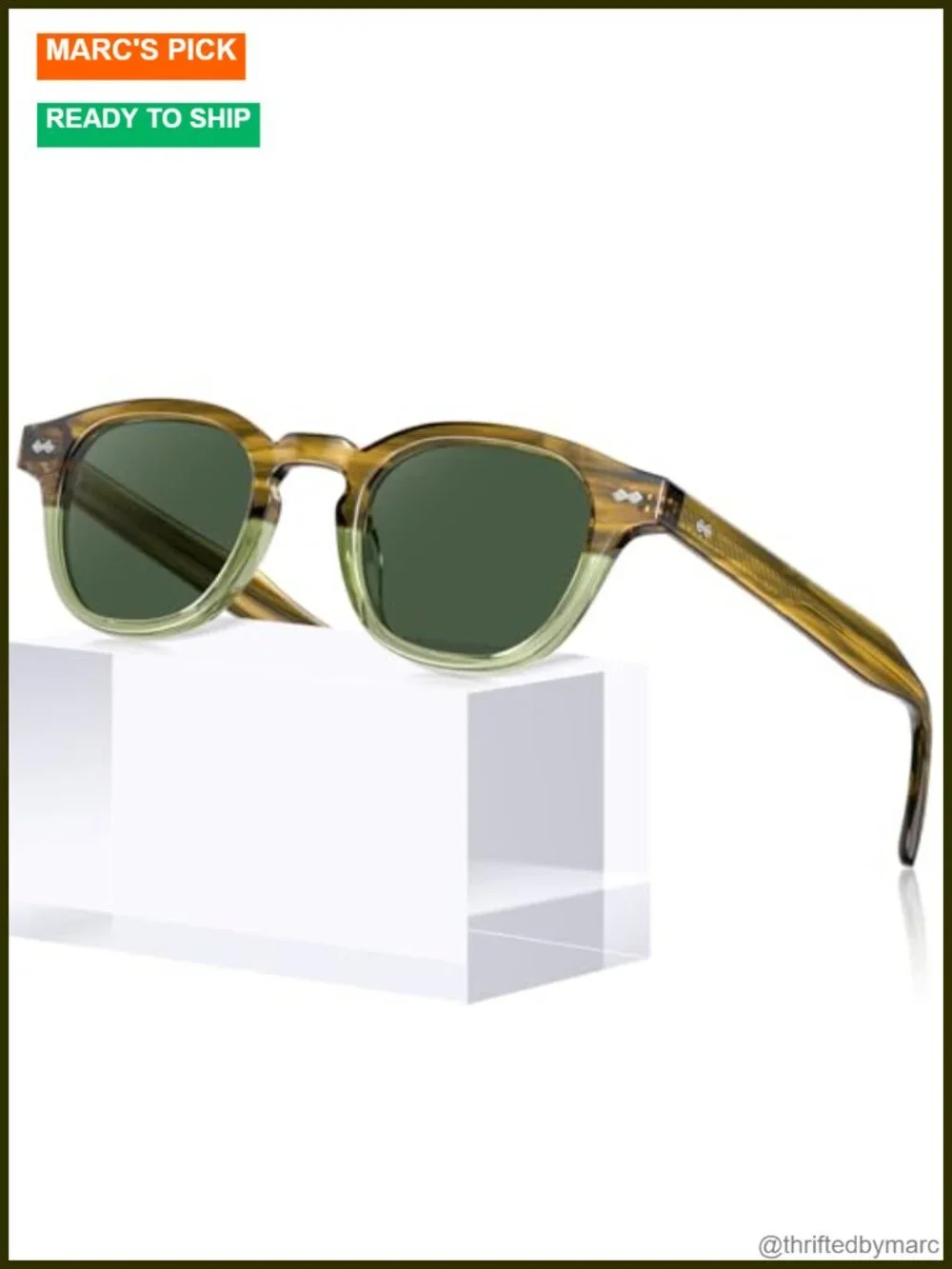 Men's Polarized Acetate Square Retro Sunglasses UV Protection
