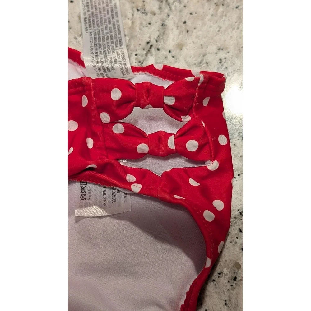 Minnie Mouse 2pc Bikini Swimsuit Disney Store Red Girls Poka Dots Size 5/6