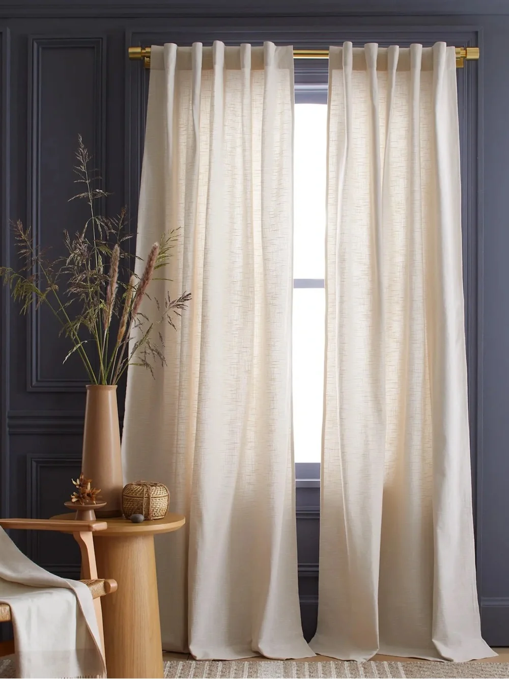 QUINCE Set Of 2 48x96 Cotton Slub Curtains Natural 0732