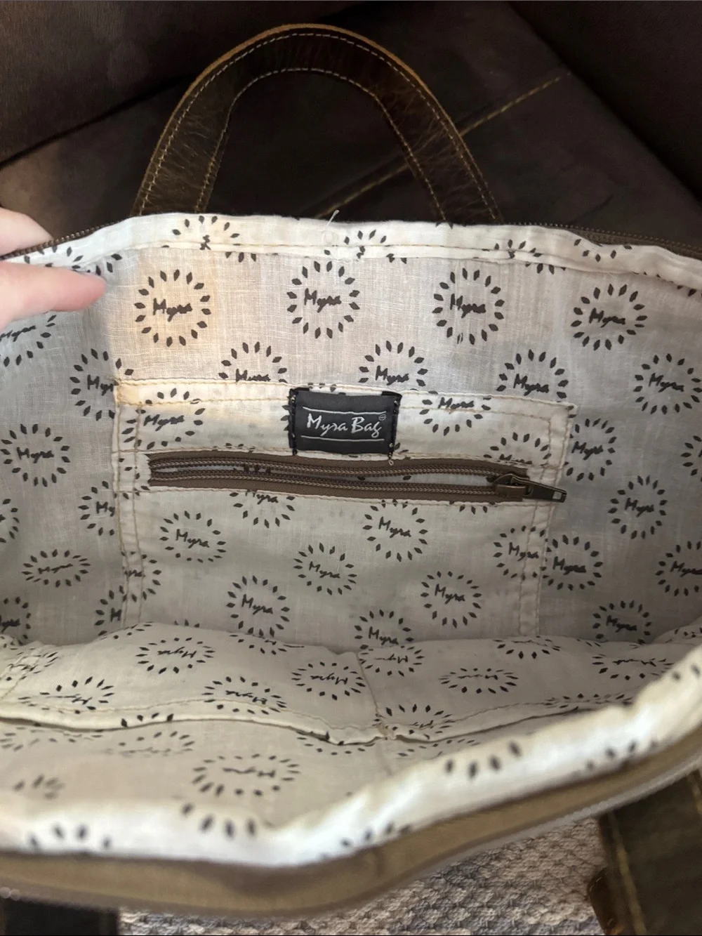 Myra Bag Blue & Cream Woven Leather-Trim Laptop Bag