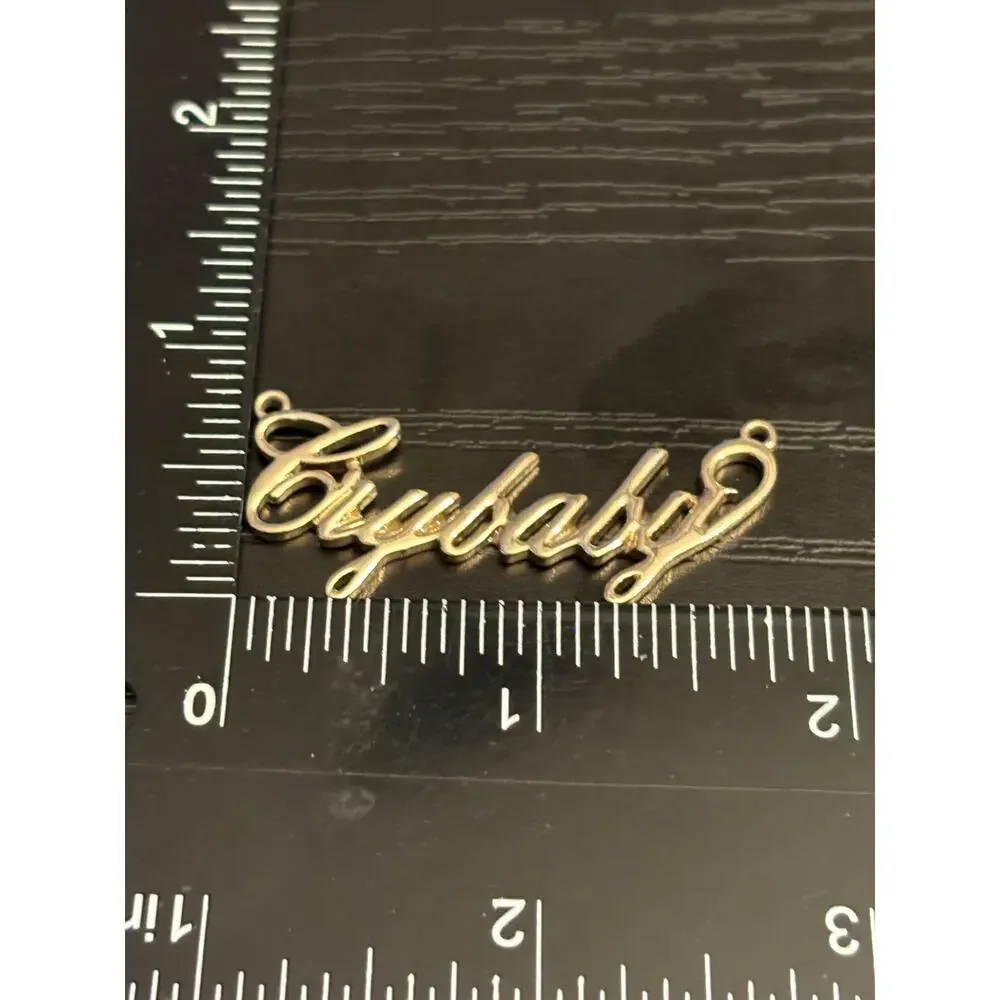 Vintage Crybaby Gold Tone Nameplate Pendant