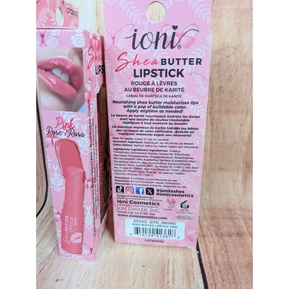 2 PK Ioni Shea Butter Lipstick Pink Rose - Hydrating Buildable Color