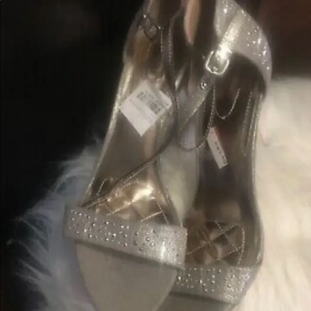 ALFANI PYRRA JEWELED ANKLE STRAP PLATINO EVENING SANDALS HEELS Womens Shoes 8.5