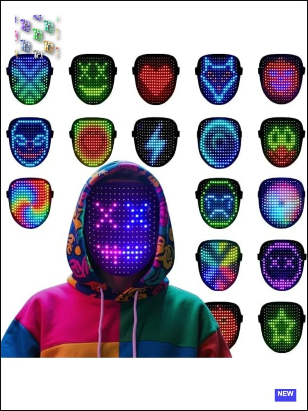 LED Light Up Mask Gesture Control Halloween Costume for Teens Kids