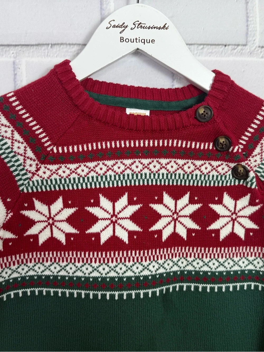 Kids Christmas Fair Isle Snowflake Sweater Red Green Holiday Pullover/12