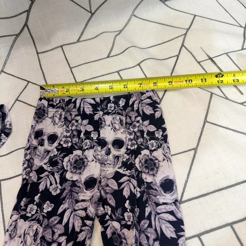 Bums & Roses‎ Pajama Set 4T Black White Floral Skull Bamboo Viscose PJ Set