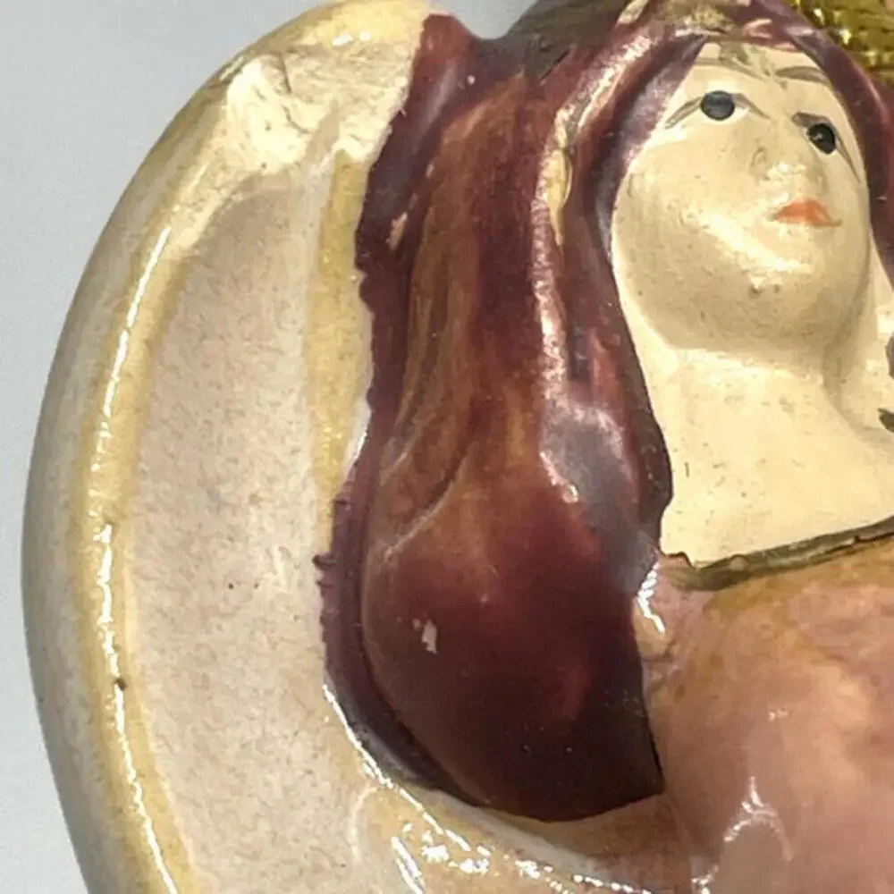 Angel Bell Glazed Ceramic Christmas Ornaments‎ Hand Painted Set of 3