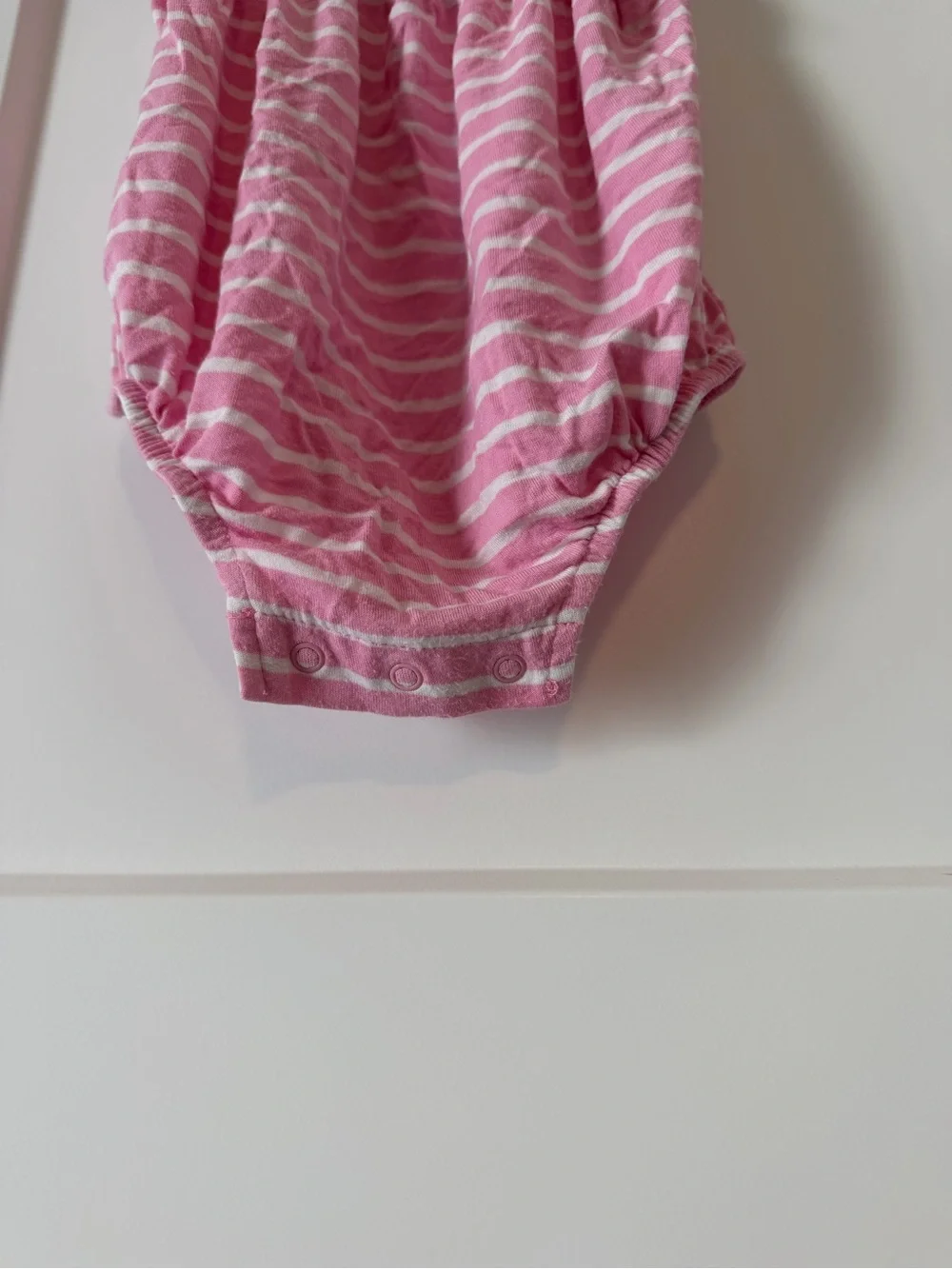 Little Me Pink and White Striped Smocked Baby One-Piece