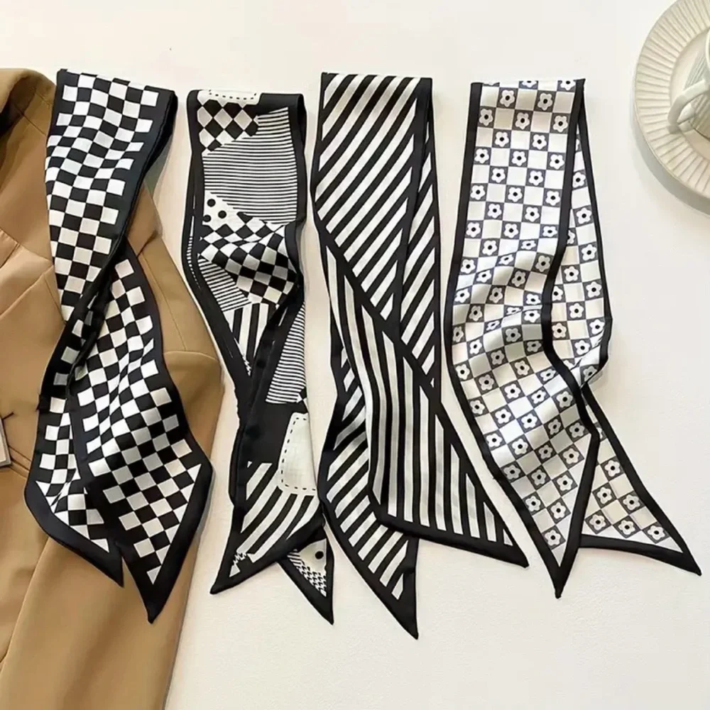 4 Piece Set Satin Style Black White Floral‎ Selection Twillies