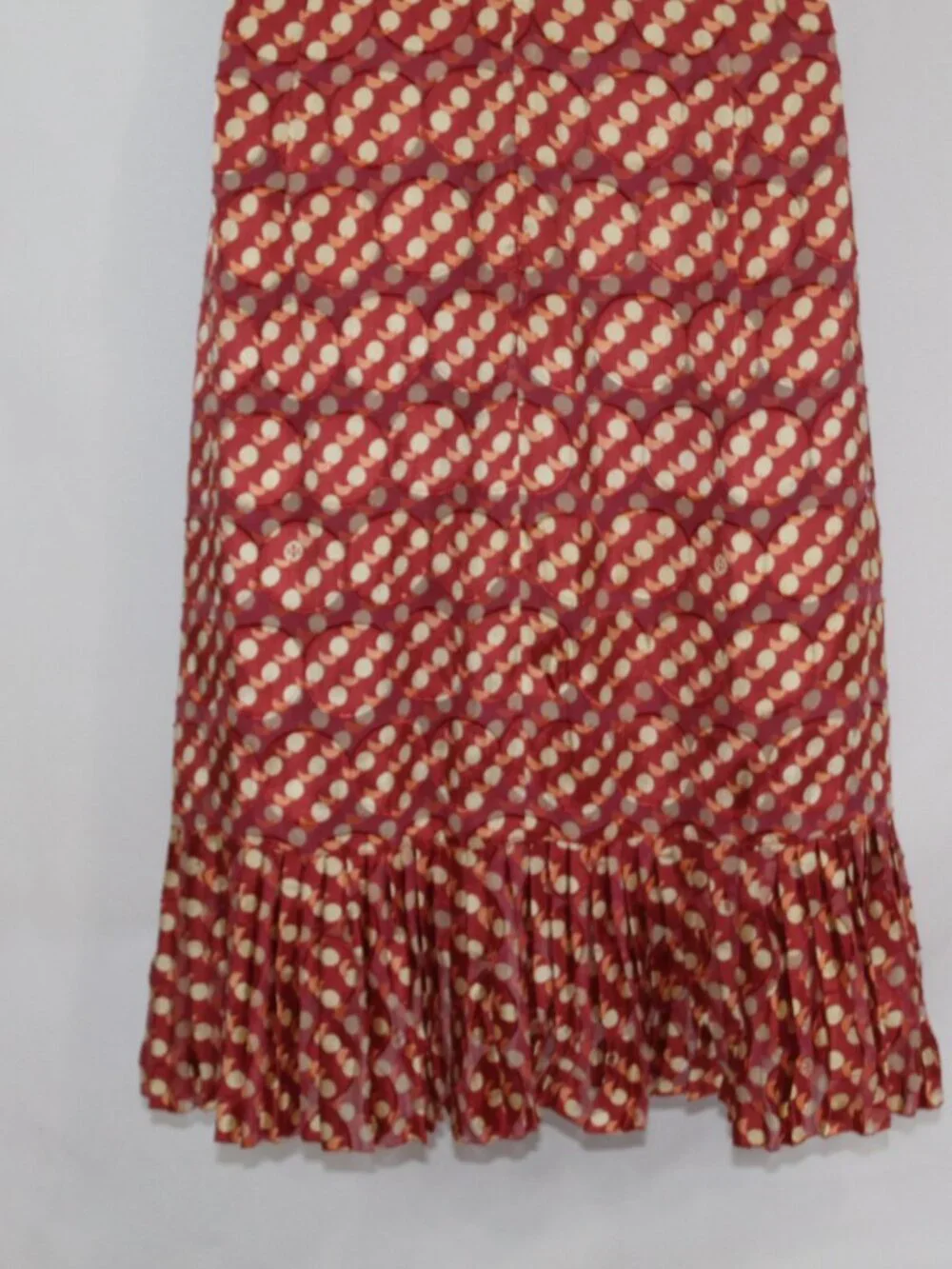 Tory Burch orange polka dot silk blend ruffle mini resort wear sleeveless