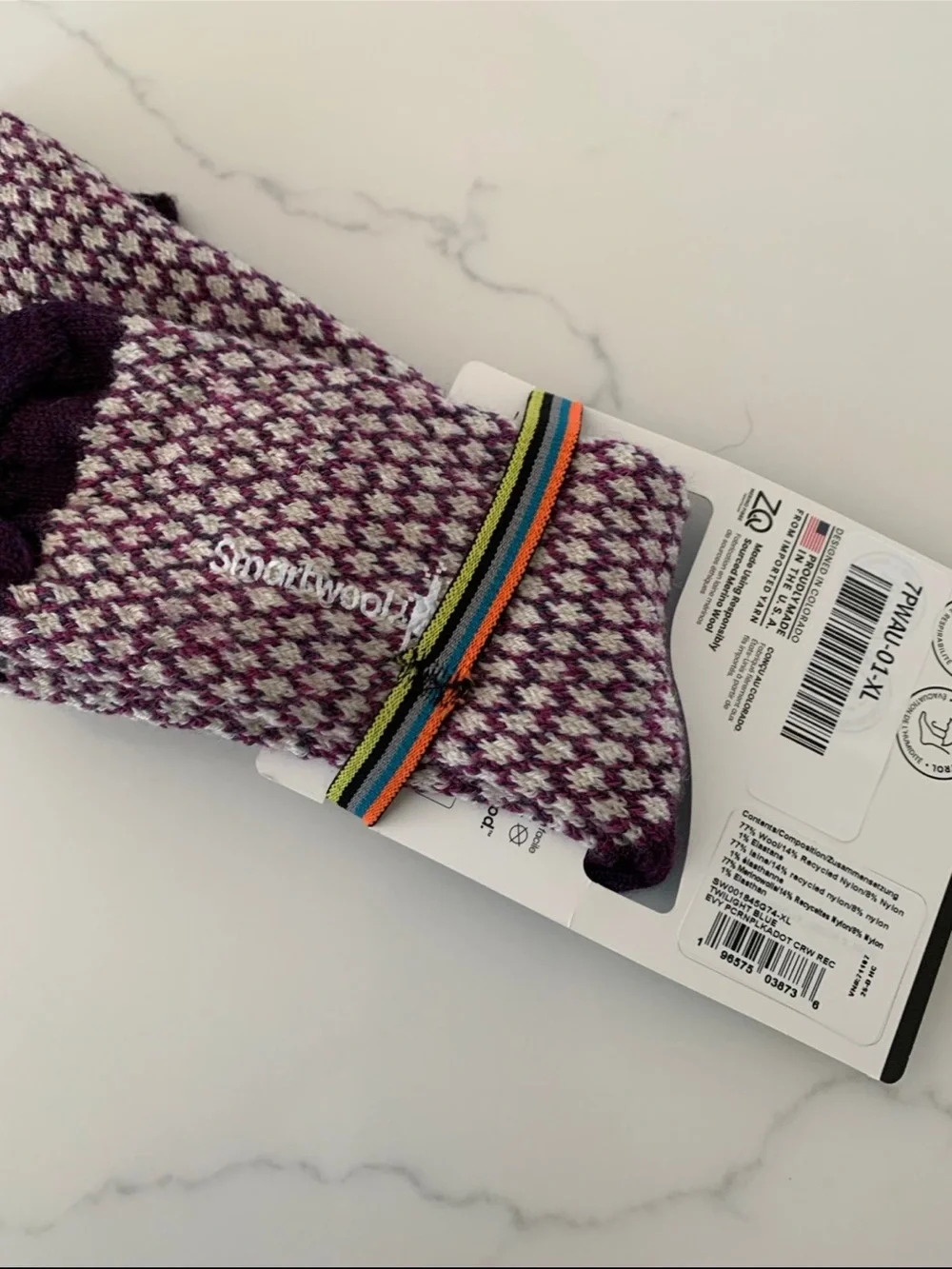 SmartWool XL Everyday Cozy Popcorn Purple Socks Merino Wool NWT