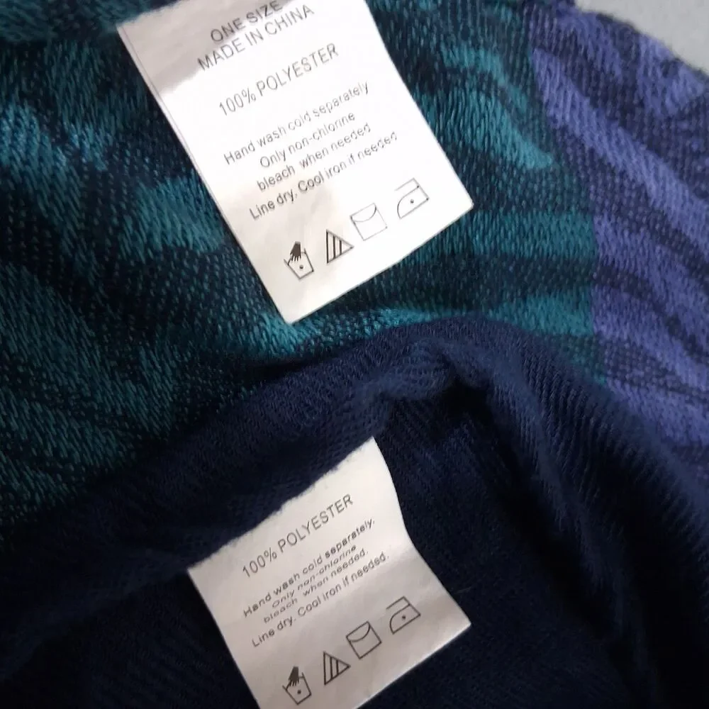 Boho Infinity Loop Scarf Lot Of 2 Bundle Navy Teal Purple Zebra Print Y2k Cowl