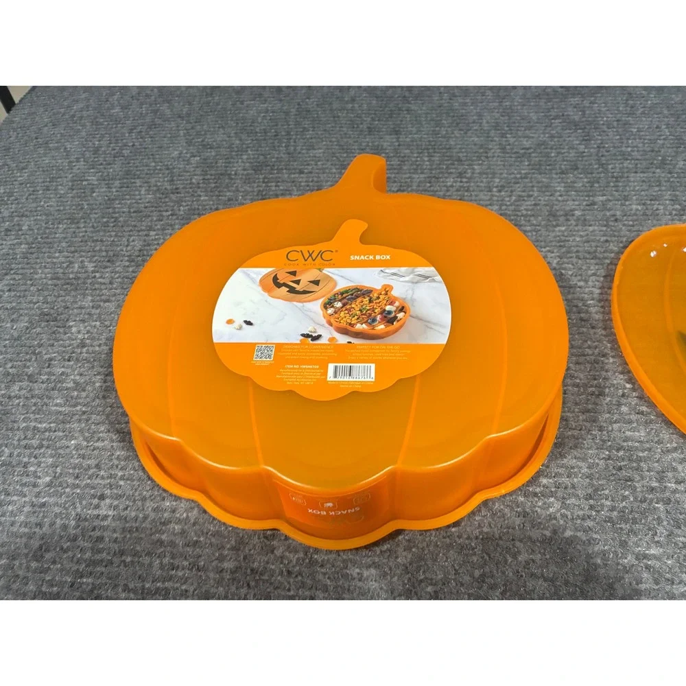 Cook With Color Halloween Pumpkin Divided Snack Box Jack-O-Lantern Orange 20oz