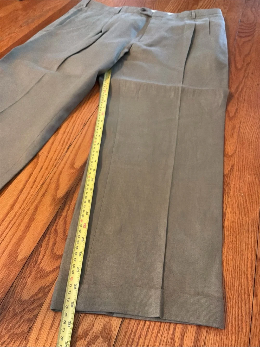 Brooks Brothers 1818 Madison Baird Minute Irish Linen Olive Pants Size 44 X 32