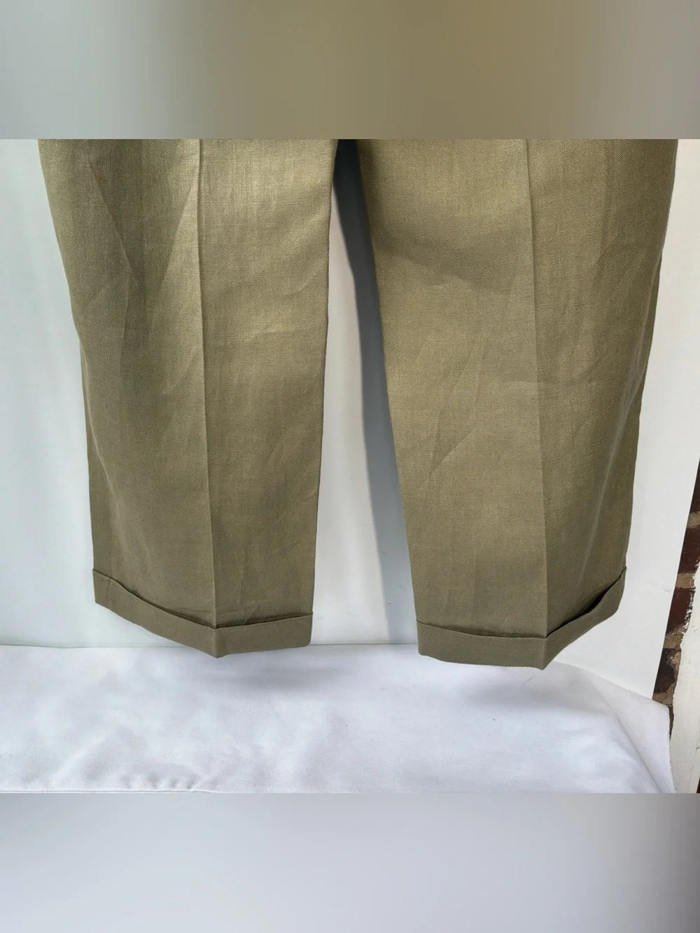 Brooks Brothers 1818 Madison Baird Minute Irish Linen Olive Pants Size 44 X 32