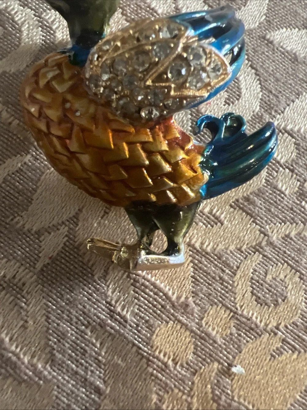 Vintage Enamel And Gold Tone Duck Brooch Pin Bird Brooch Rhinestone Duck Brooch
