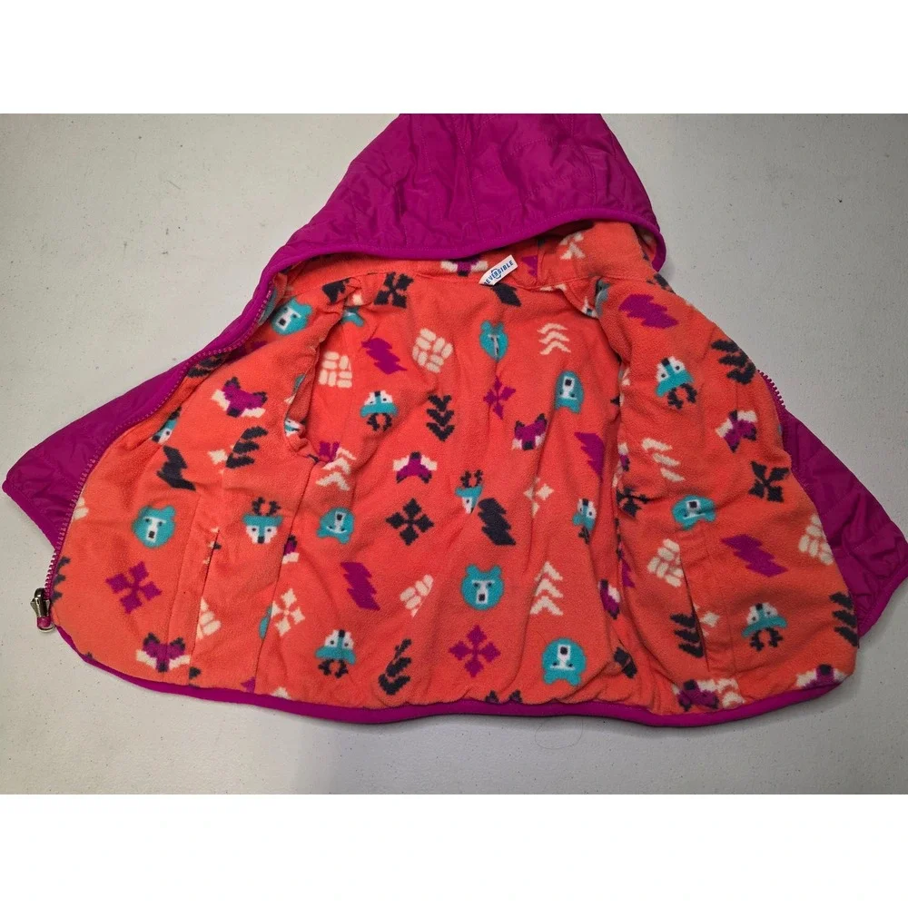 Columbia Toddler Girls 2T Reversible Quilted Puffer Fleece Jacket Magenta Pink