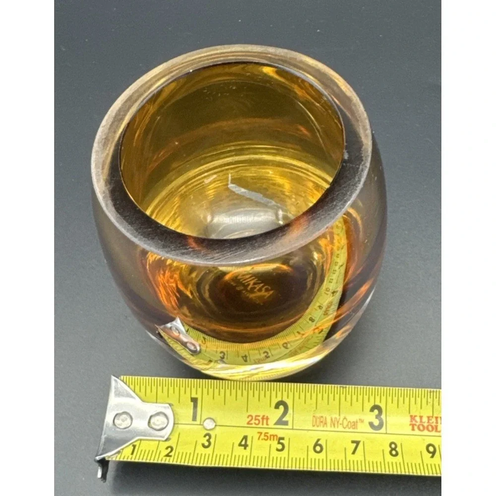 Mikasa Home Accents Solaris Amber Brown Art Glass Votive Candle Holder