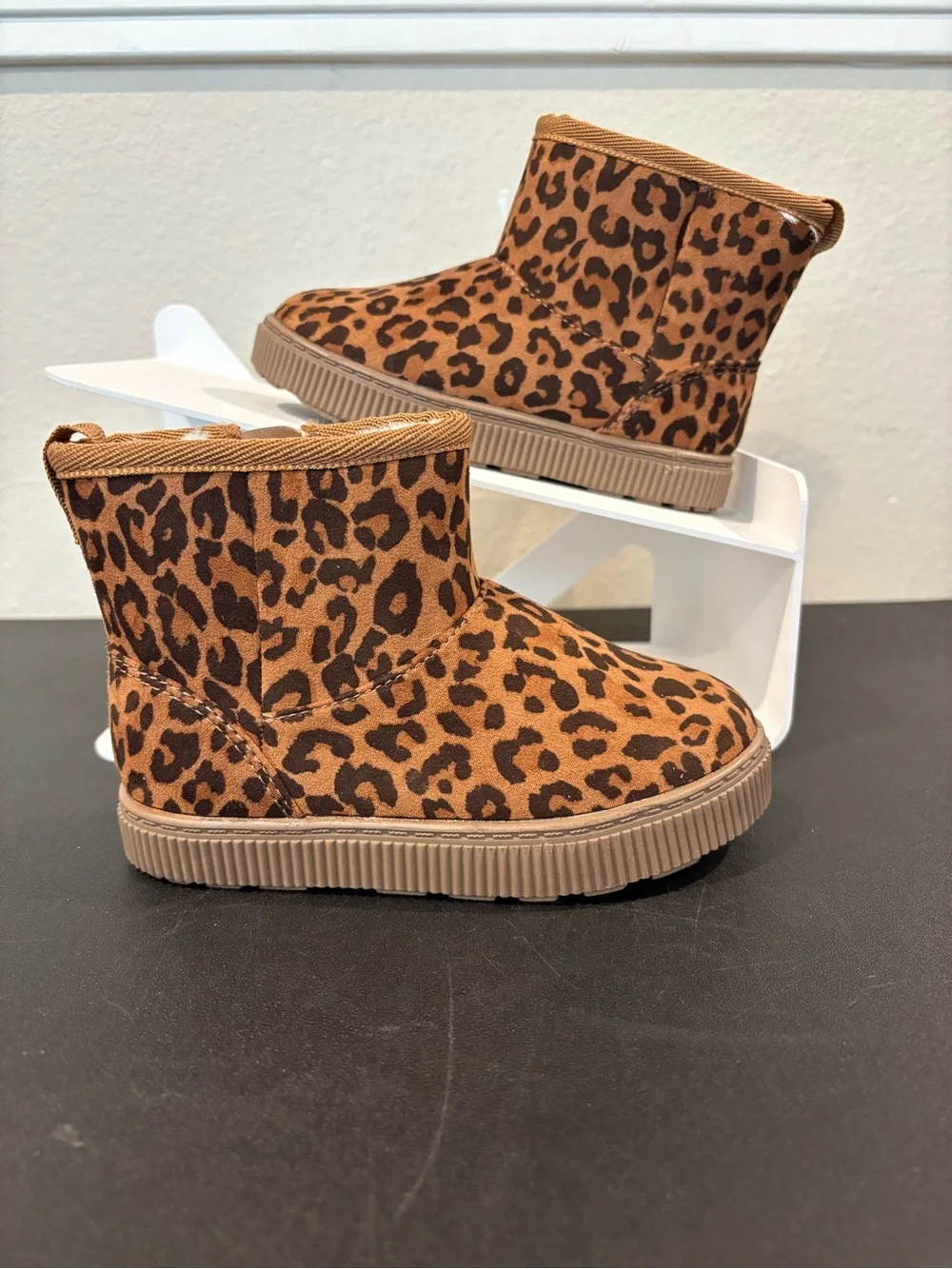 Cat and Jack Girls Arlo Zipper Shearling Boots Leopard Brown Infant Toddler Sz 8
