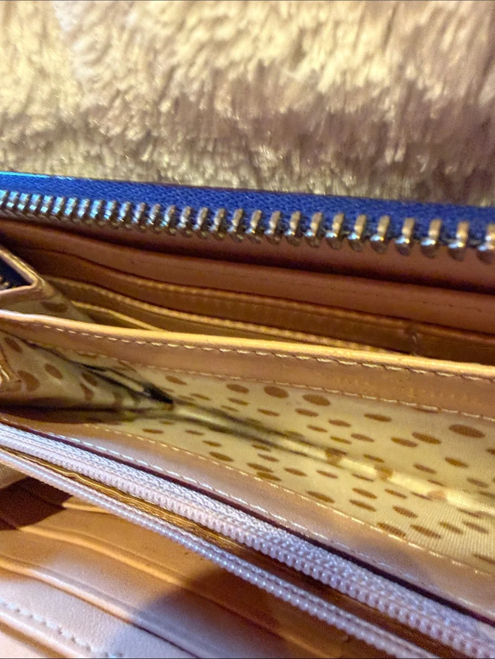 kate spade New York cobalt blue leather zip-around wallet