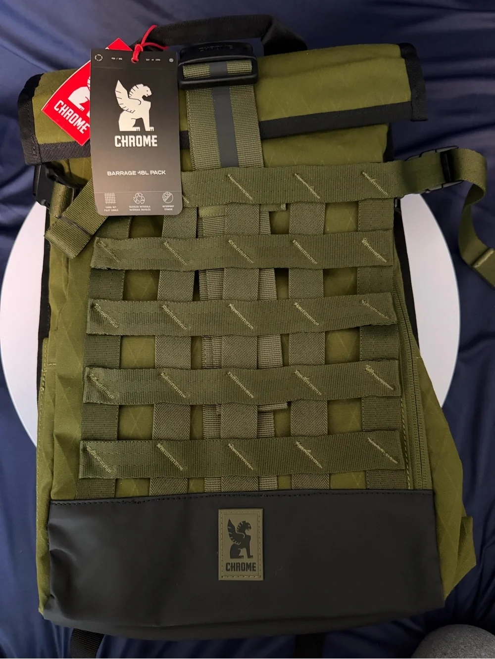 Chrome Barrage Rolltop Backpack in Olive Green, 18L