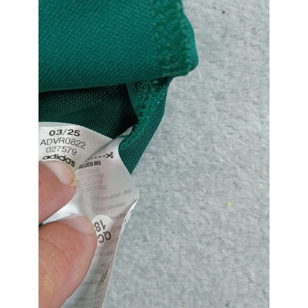 Adidas Mens 3 Stripe Sleeve Polo Coll Green Medium Performance Golf Shirt