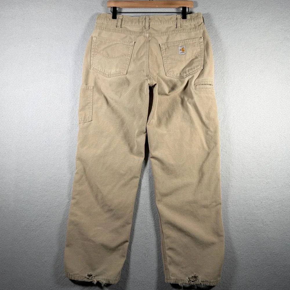 Carhartt FR Flame Resistant Loose Fit Canvas Work Pants Tan 35x32 FRB159 GKH
