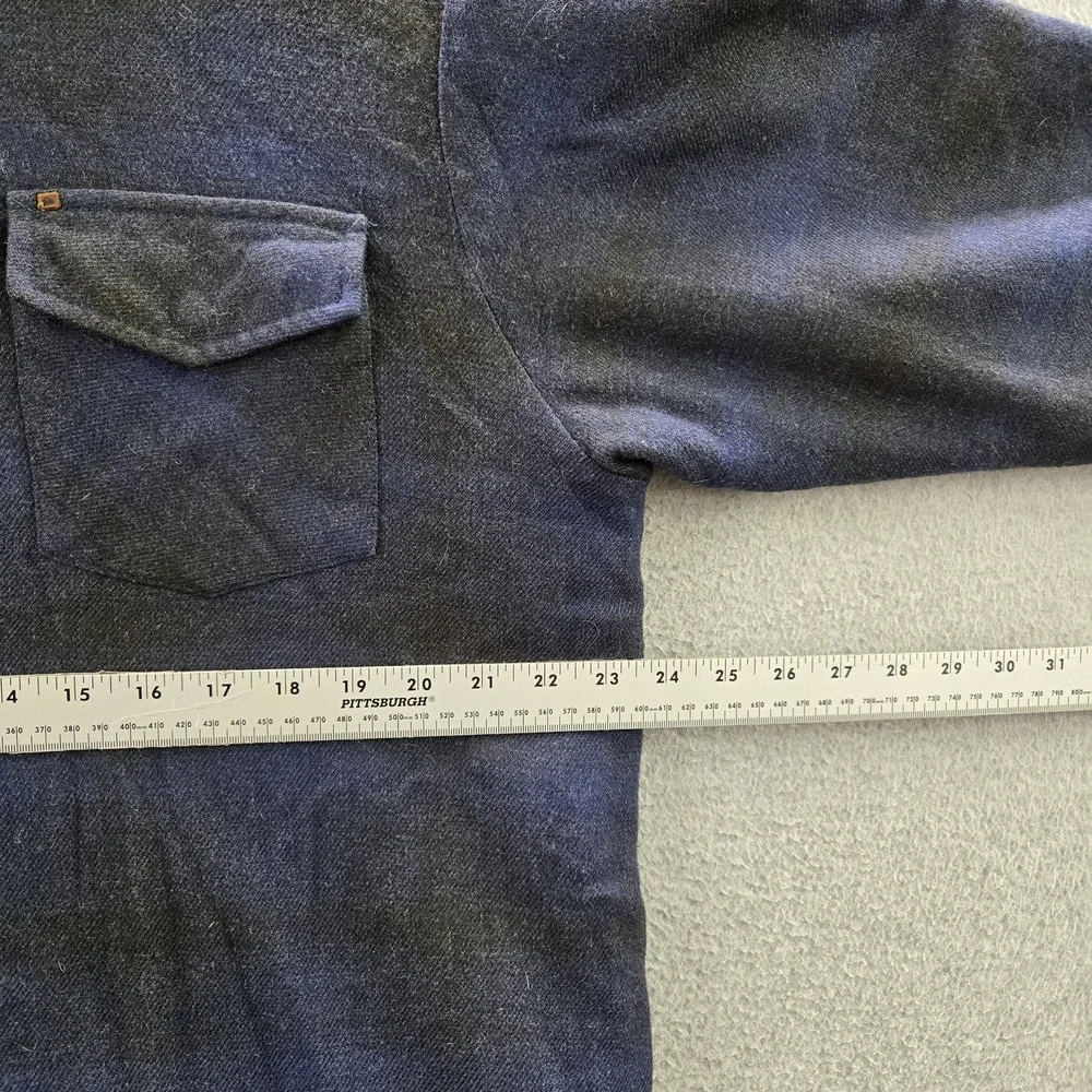 VINTAGE Quiksilver Men Jacket XL/TG Navy Wool Blend Fleece Flannel Lined READ