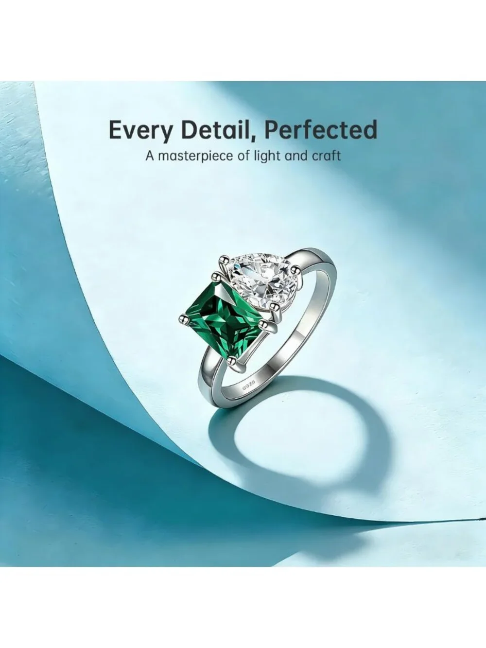 Stunning 2.75ct Toi Et Moi Emerald Engagement Ring in 925 Sterling Silver
