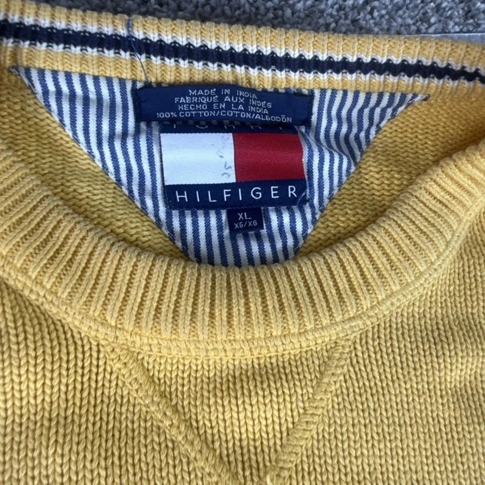 Tommy Hilfiger‎ Sweater Mens Medium Yellow Knit Casual Pullover Sweatshirt Xl