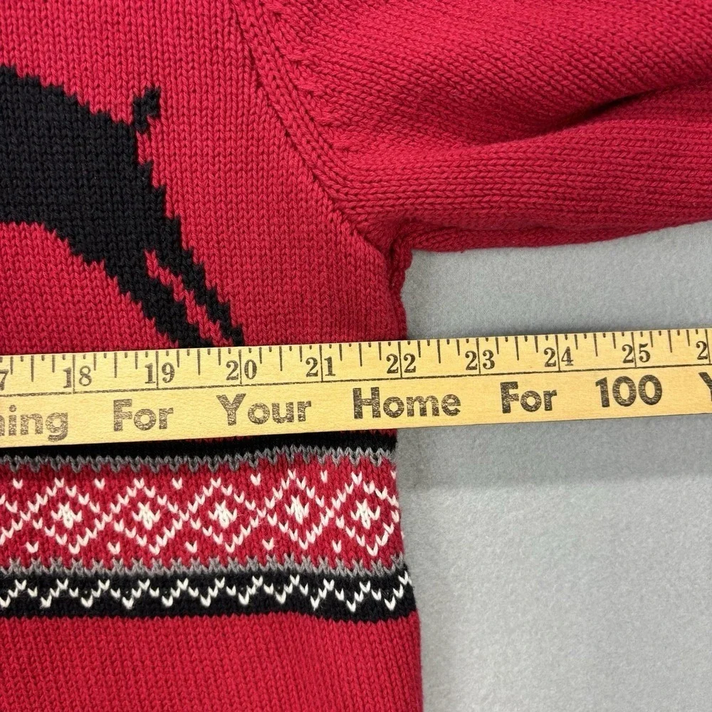 Alan Flusser Henley‎ Neck Sweater Mens L Fair Isle Reindeer Nordic Knit Holidays