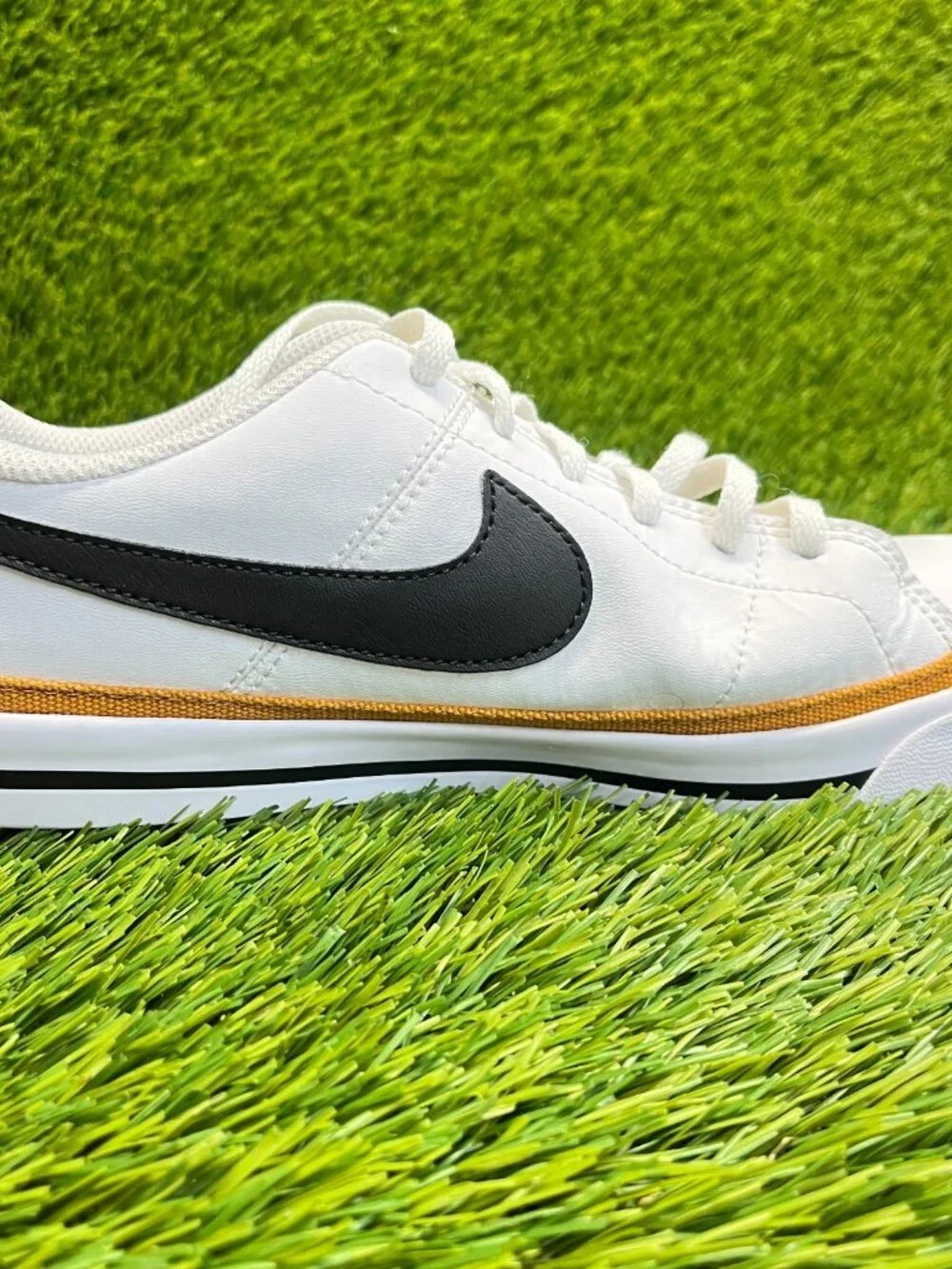 Nike Court Legacy Boys Size 7Y White Black Athletic Leather Shoes Sneakers‎