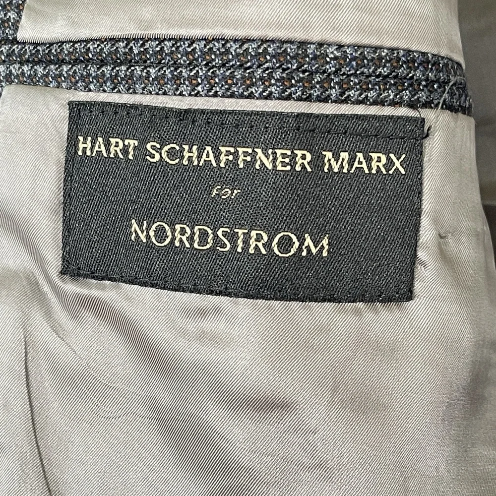 Hart Schaffner‎ Marx Mens Wool Blazer Size 38R Gray Houndstooth Business Career