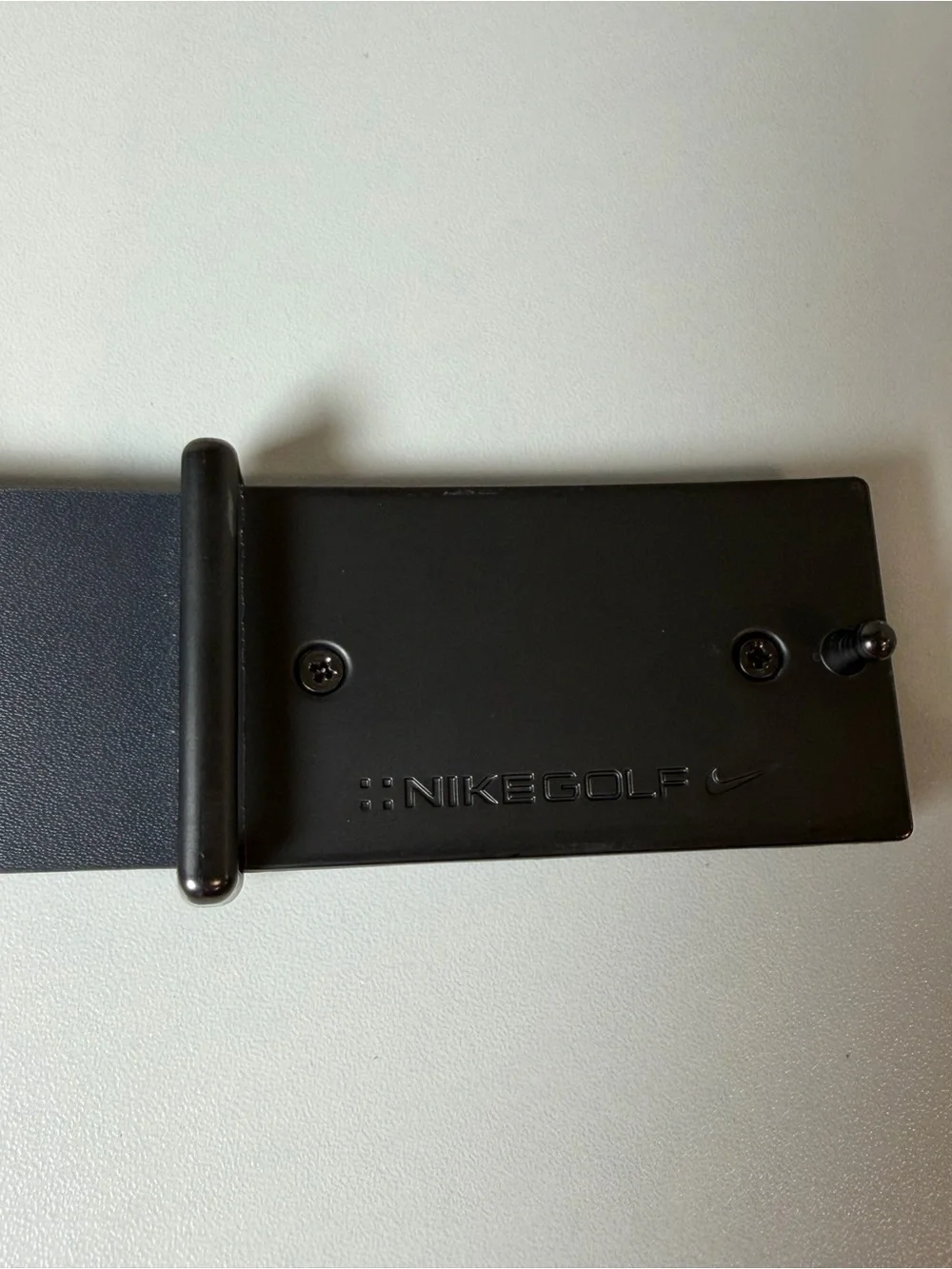 Nike Men’s Dark Blue Gray Adjustable Swoosh Belt with Matte Buckle Perfomance